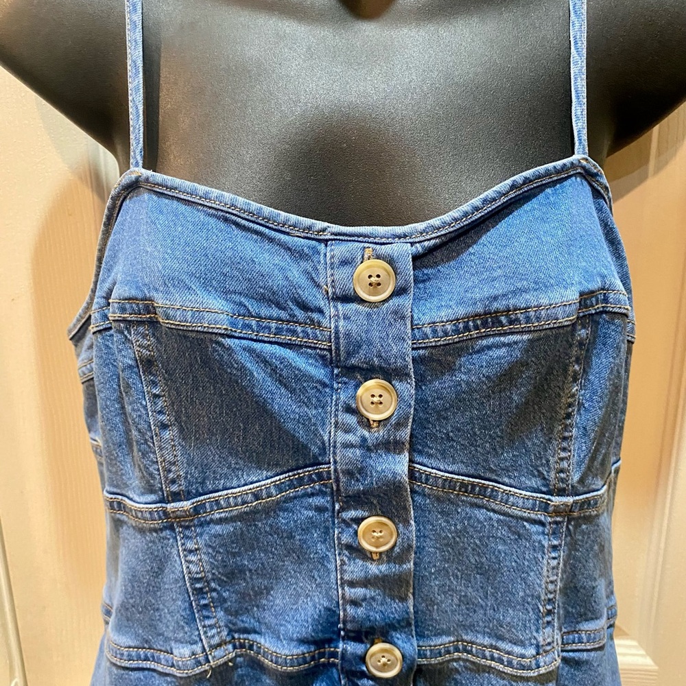 Universal Thread Blue Denim Midi Button-Front Dre… - image 2